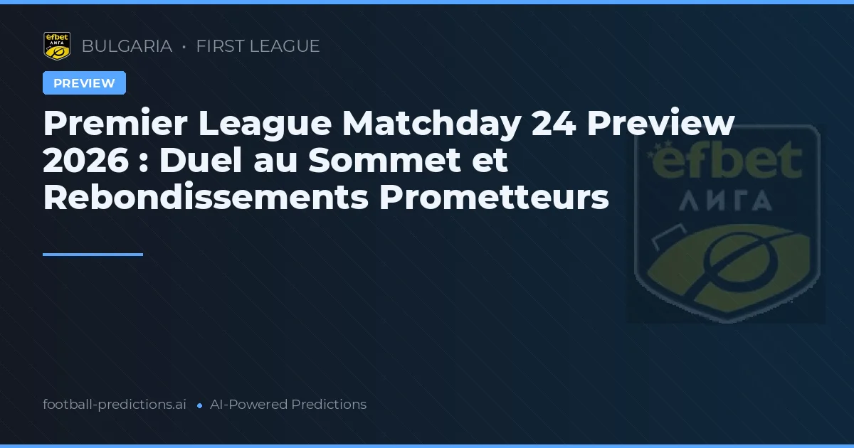 Premier League Matchday 24 Preview 2026 : Duel au Sommet et Rebondissements Prometteurs