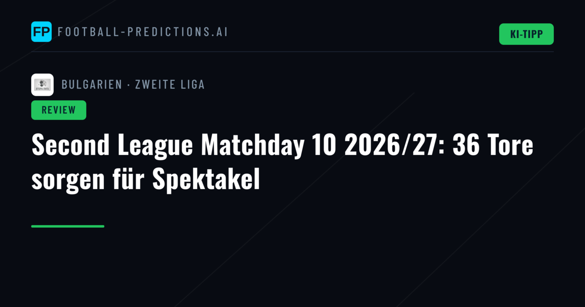 Second League Matchday 10 2026/27: 36 Tore sorgen für Spektakel