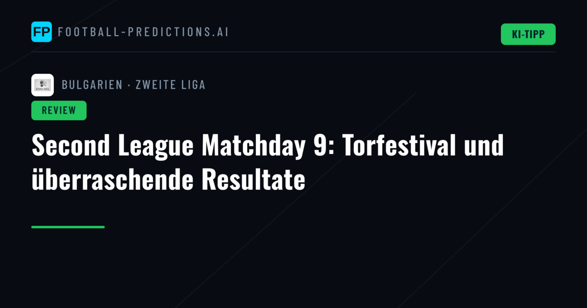 Second League Matchday 9: Torfestival und überraschende Resultate