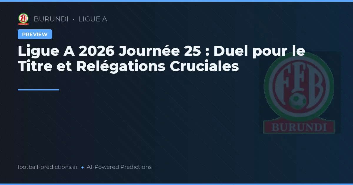 Ligue A 2026 Journée 25 : Duel pour le Titre et Relégations Cruciales