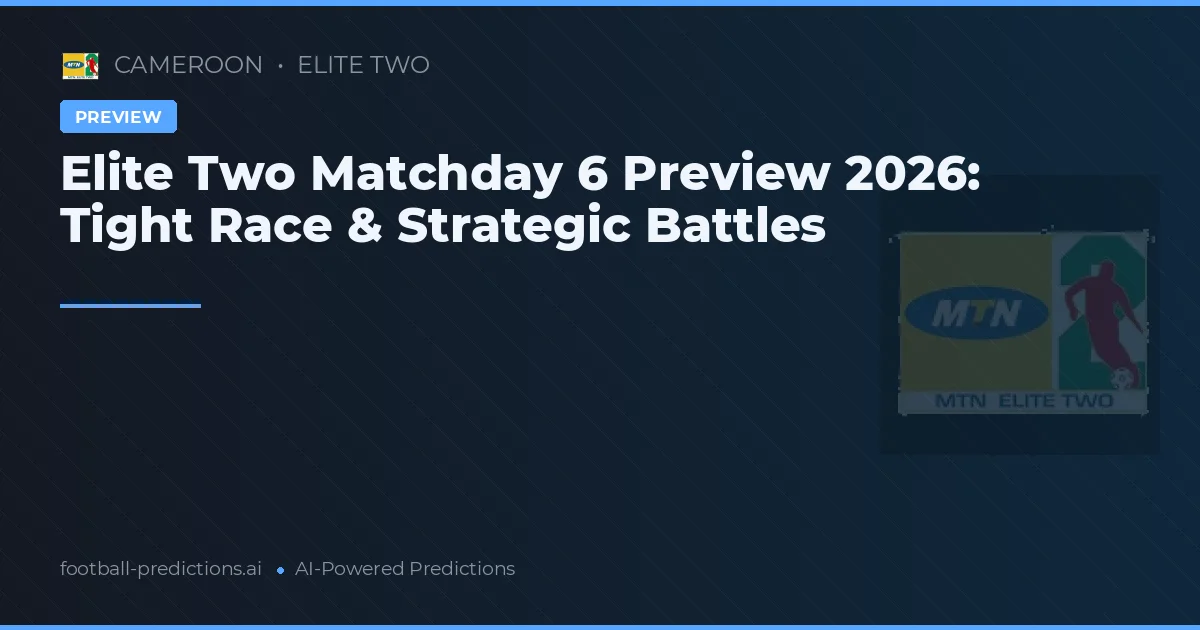 Elite Two Matchday 6 Preview 2026: Tight Race & Strategic Battles
