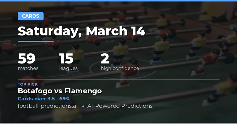 Cards Over/Under Predictions 14 Mar 2026