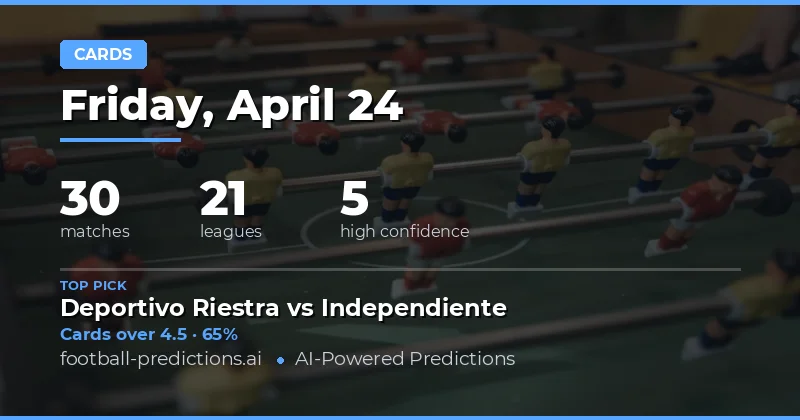 Yellow Cards Over/Under Predictions 24 Apr 2026: 28 Fixtures