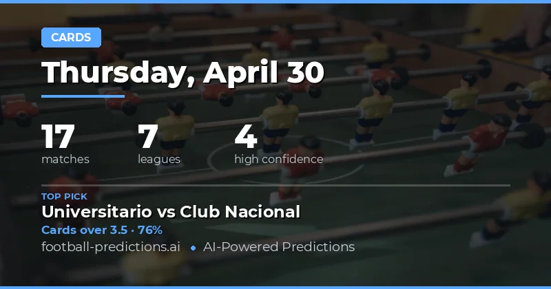 Yellow Card Betting Preview: 17 Fixtures on 30 April 2026