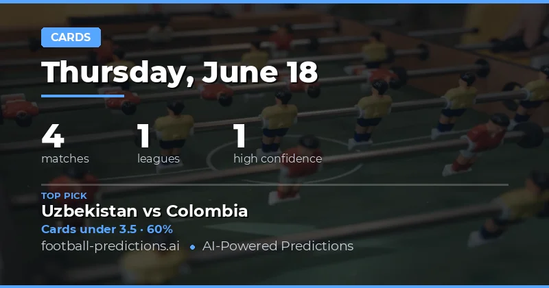 Top Yellow Cards Over/Under Picks for 18 Jun 2026