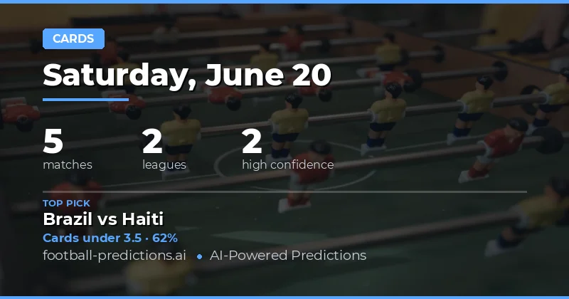 Top Yellow Cards Over/Under Picks for 20 Jun 2026