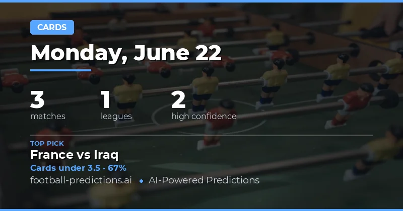 Top Yellow Cards Over/Under Picks for 22 Jun 2026