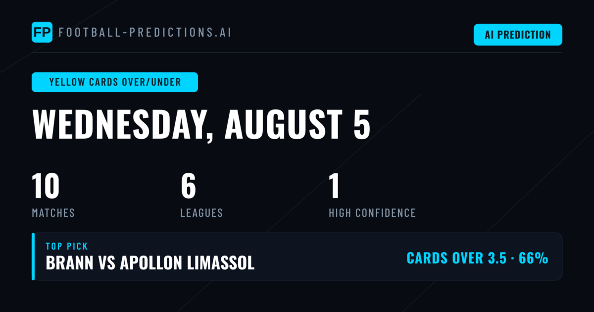 Top Yellow Cards Over/Under Picks for 5 Aug 2026