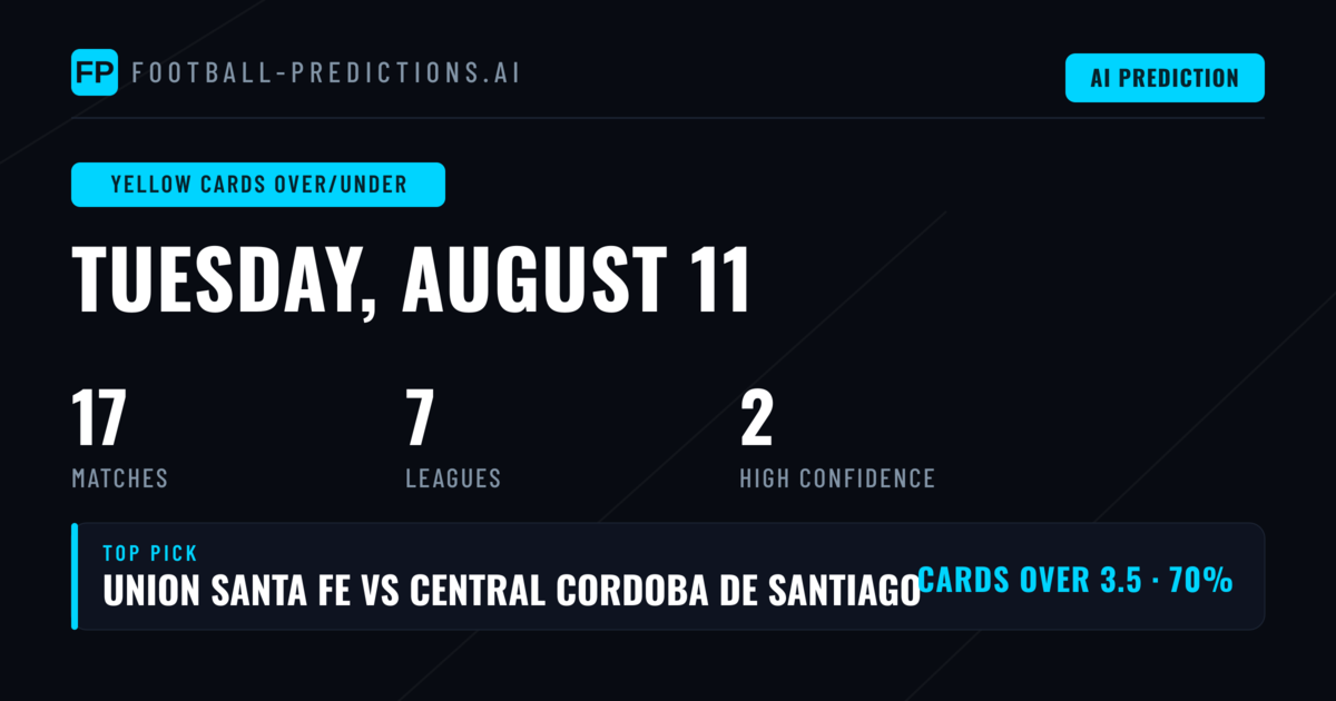 Top Yellow Cards Over/Under Picks for 11 Aug 2026