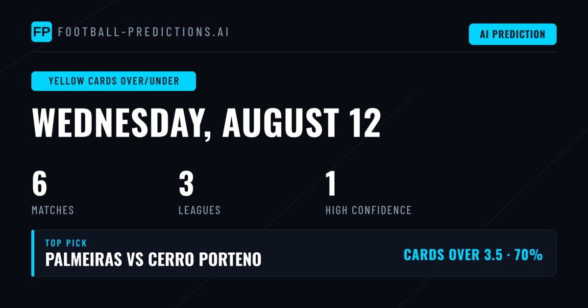 Top Yellow Cards Over/Under Picks for 12 Aug 2026