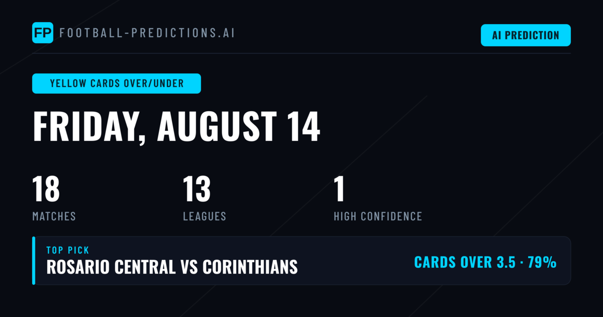 Top Yellow Cards Over/Under Picks for 14 Aug 2026