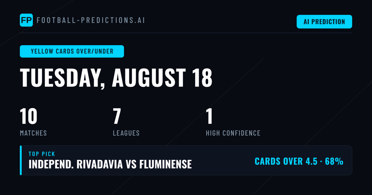 Top Yellow Cards Over/Under Picks for 18 Aug 2026