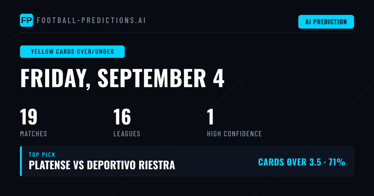 Top Yellow Cards Over/Under Picks for 4 Sep 2026