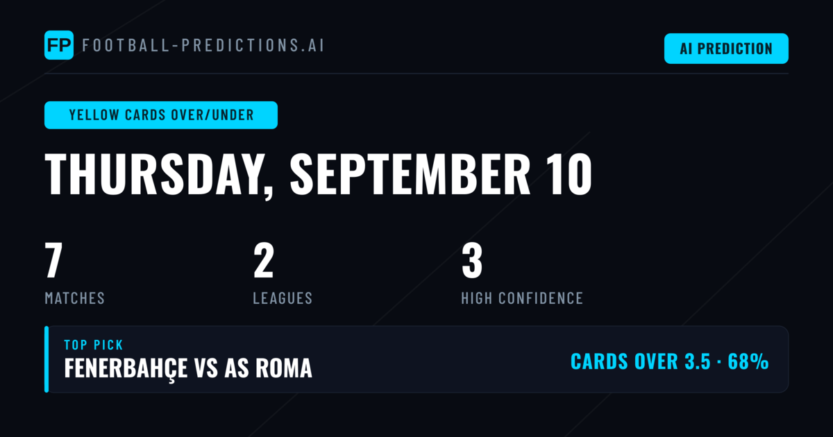 Top Yellow Cards Over/Under Picks for 10 Sep 2026