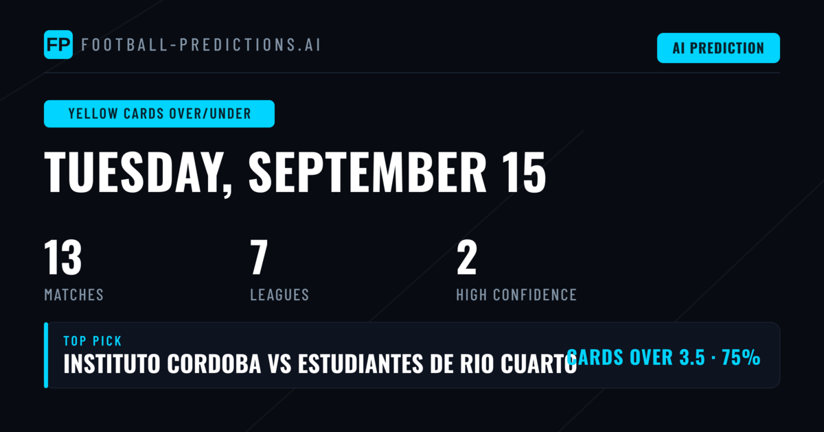 Top Yellow Cards Over/Under Picks for 15 Sep 2026