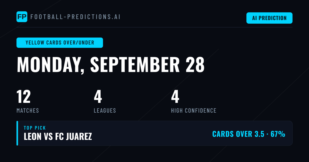 Top Yellow Cards Over/Under Picks for 28 Sep 2026