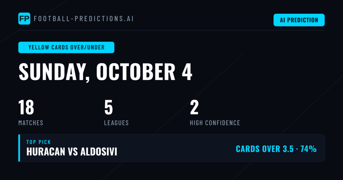 Top Yellow Cards Over/Under Picks (4 Oct 2026)
