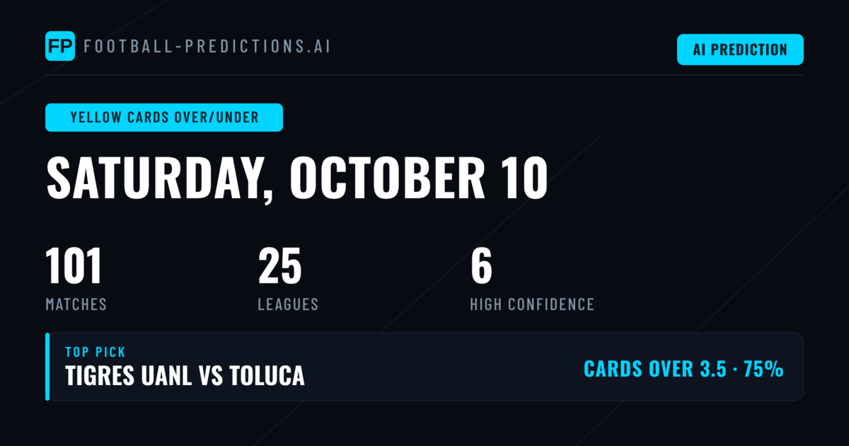 Top Yellow Cards Over/Under Picks for 10 Oct 2026