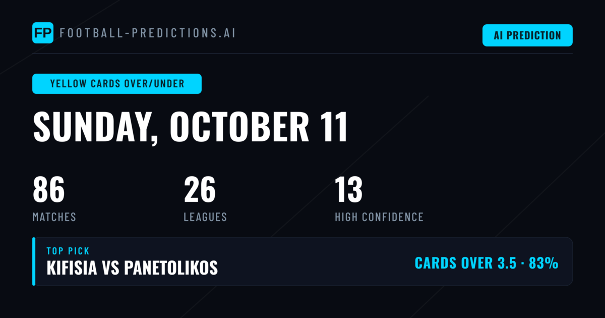 Top Yellow Cards Over/Under Picks for 11 Oct 2026