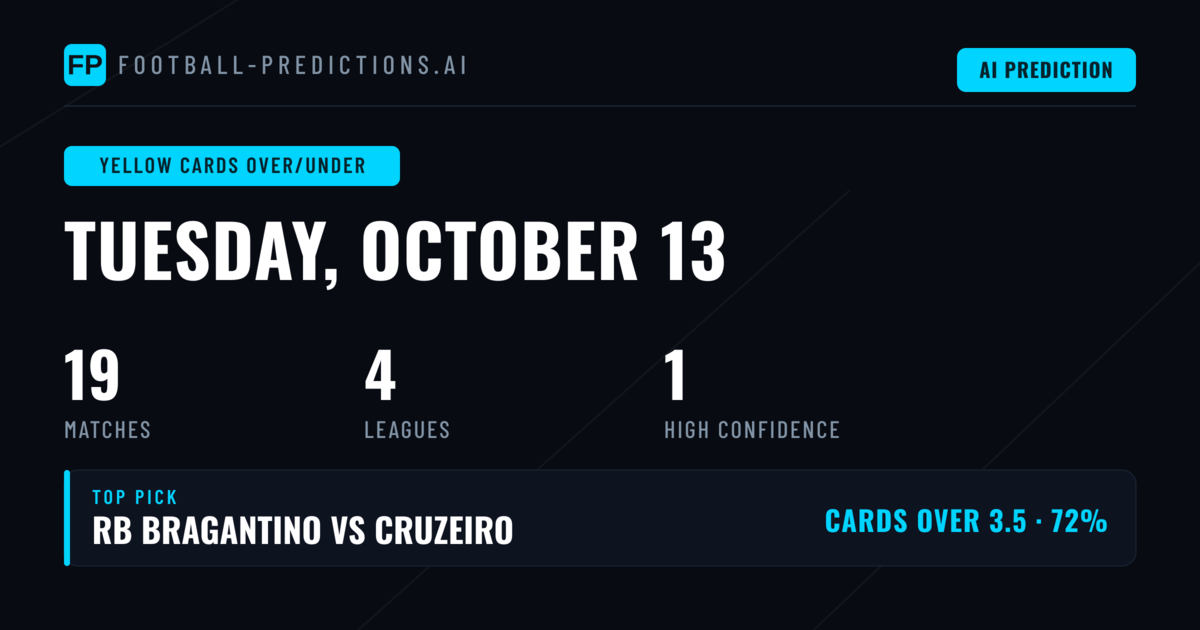 Top Yellow Cards Over/Under Picks for 13 Oct 2026