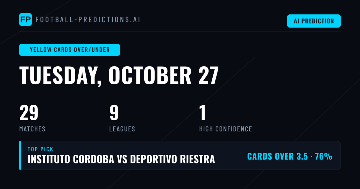 Top Yellow Cards Over/Under Picks for 27 Oct 2026