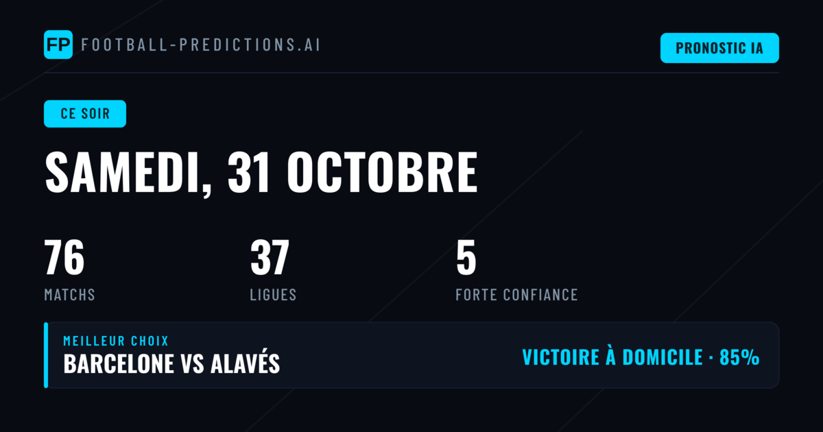 Pronostics & Conseils Foot — Samedi, 31 octobre, 2026