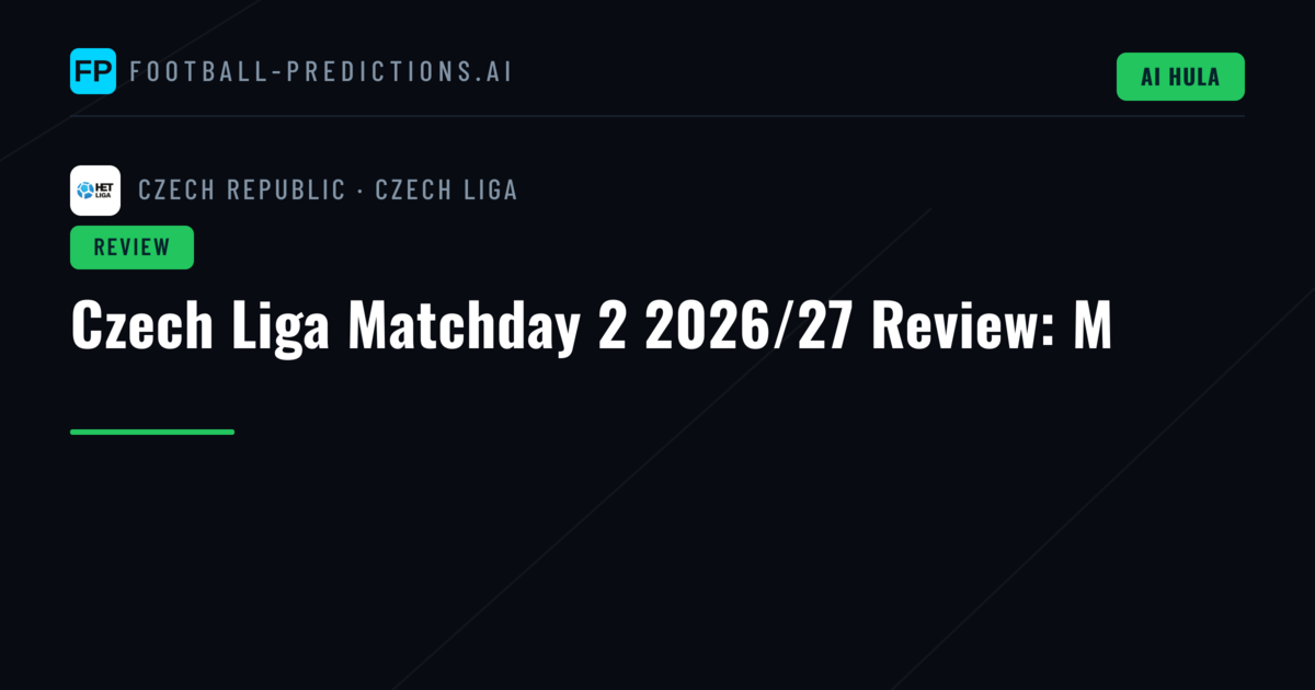 Czech Liga Matchday 2 2026/27 Review: M