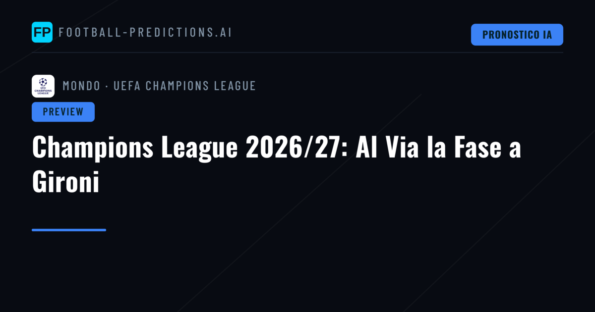 Champions League 2026/27: Al Via la Fase a Gironi