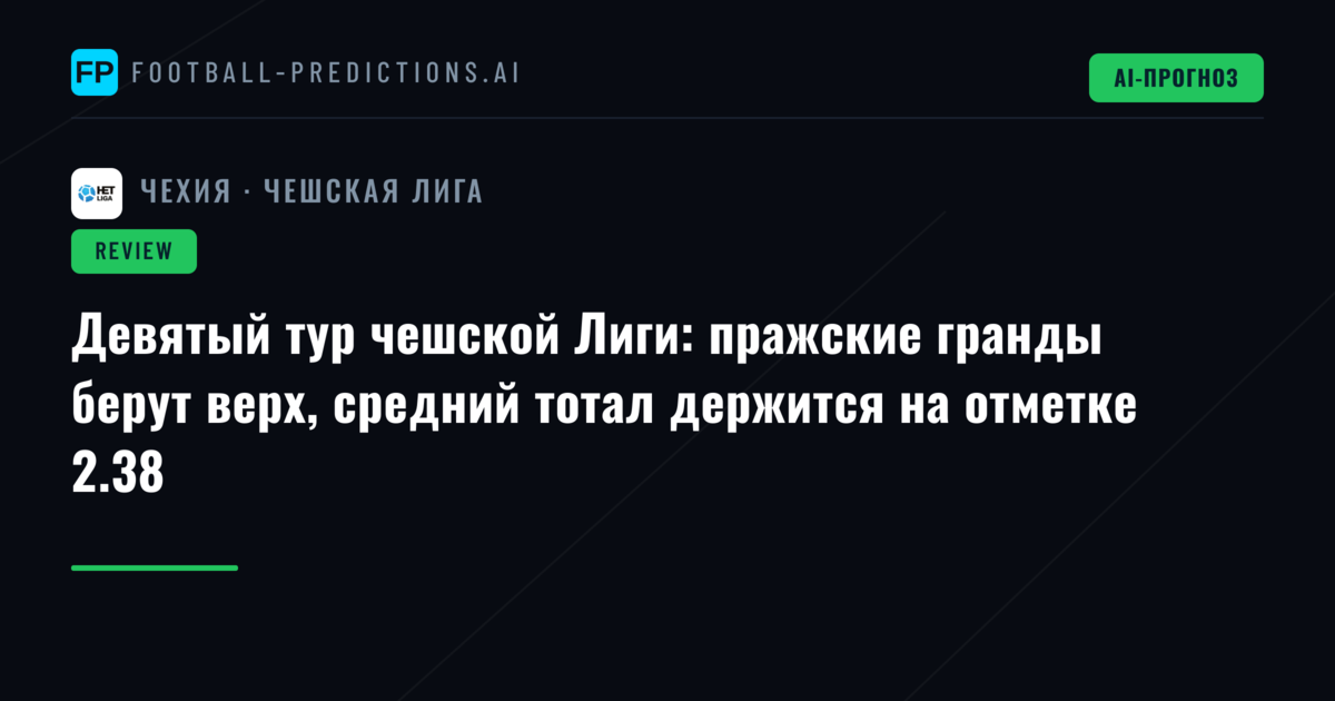 Девятый тур чешской Лиги: пражские гранды берут верх, средний тотал держится на отметке 2.38