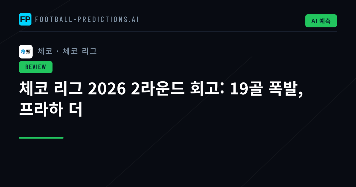 체코 리그 2026 2라운드 회고: 19골 폭발, 프라하 더