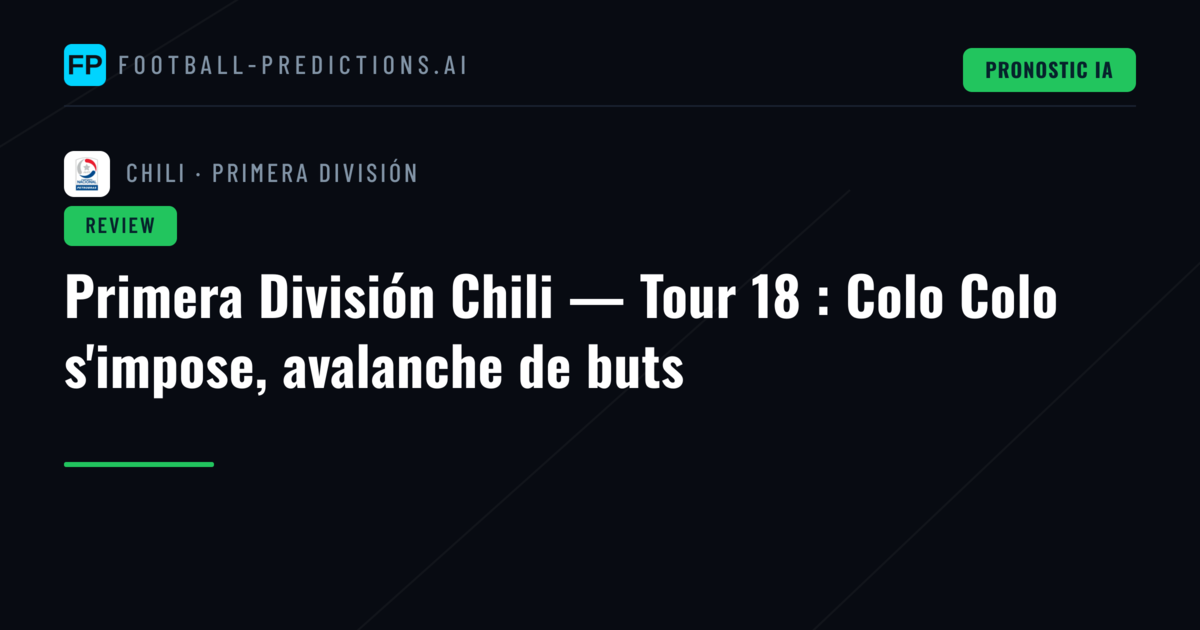 Primera División Chili — Tour 18 : Colo Colo s'impose, avalanche de buts