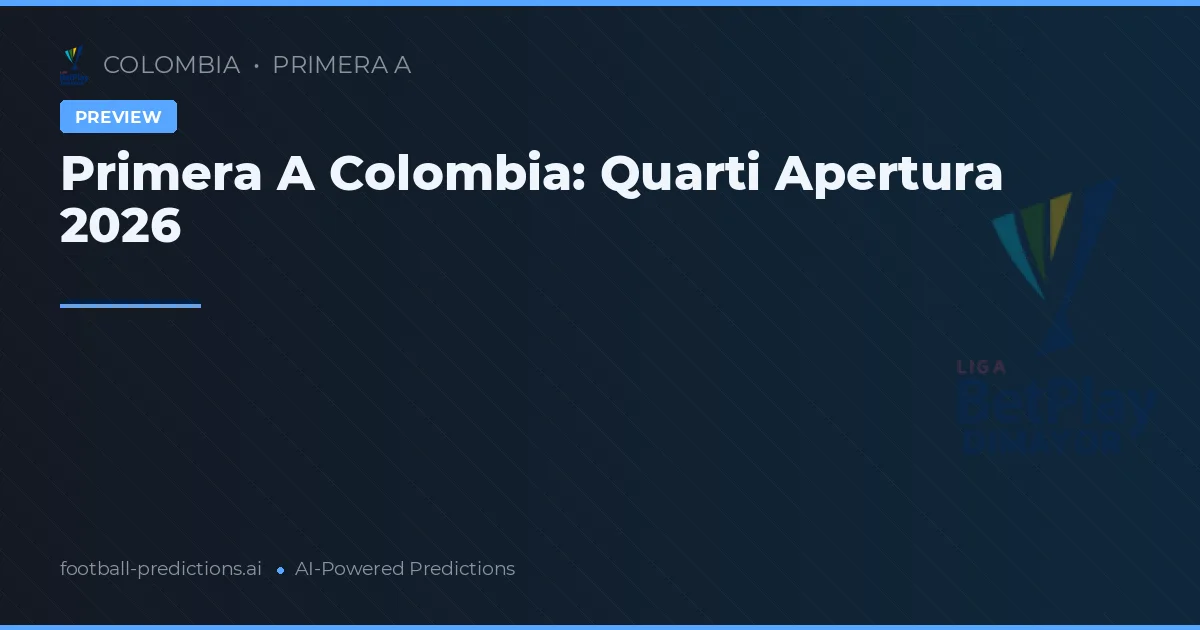 Primera A Colombia: Quarti Apertura 2026