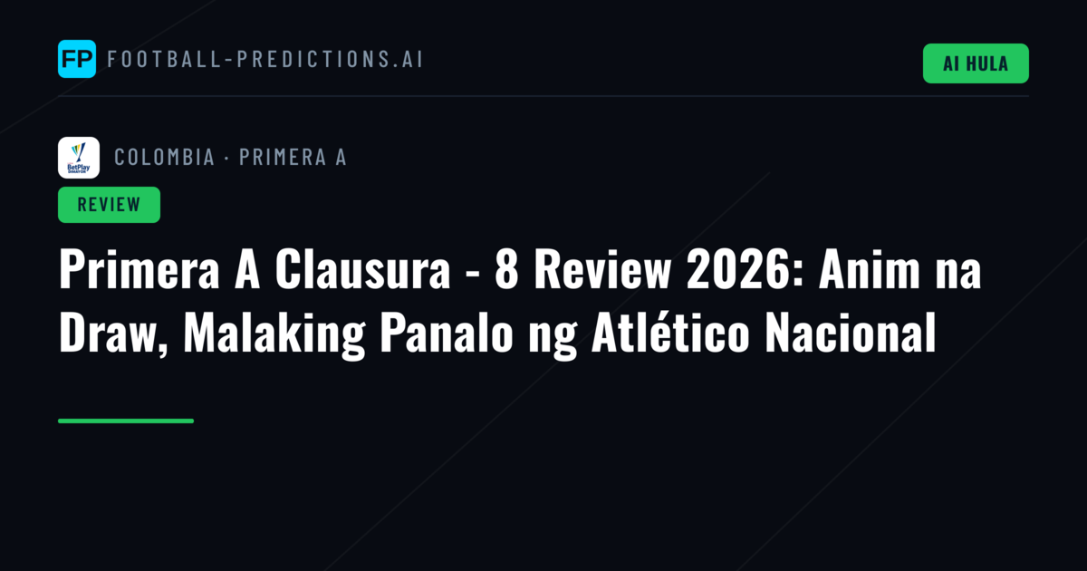 Primera A Clausura - 8 Review 2026: Anim na Draw, Malaking Panalo ng Atlético Nacional