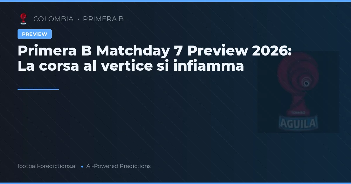 Primera B Matchday 7 Preview 2026: La corsa al vertice si infiamma