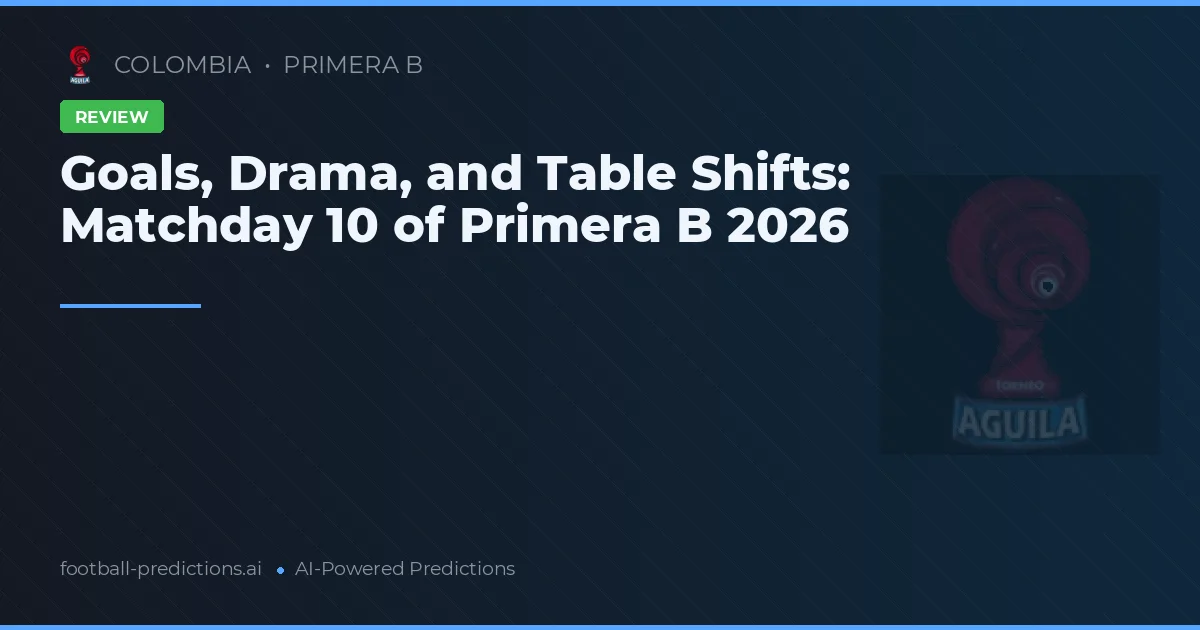 Goals, Drama, and Table Shifts: Matchday 10 of Primera B 2026
