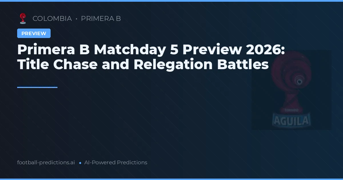 Primera B Matchday 5 Preview 2026: Title Chase and Relegation Battles