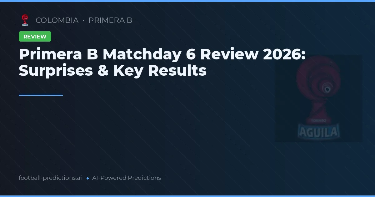 Primera B Matchday 6 Review 2026: Surprises & Key Results