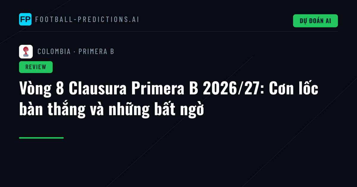 Vòng 8 Clausura Primera B 2026/27: Cơn lốc bàn thắng và những bất ngờ