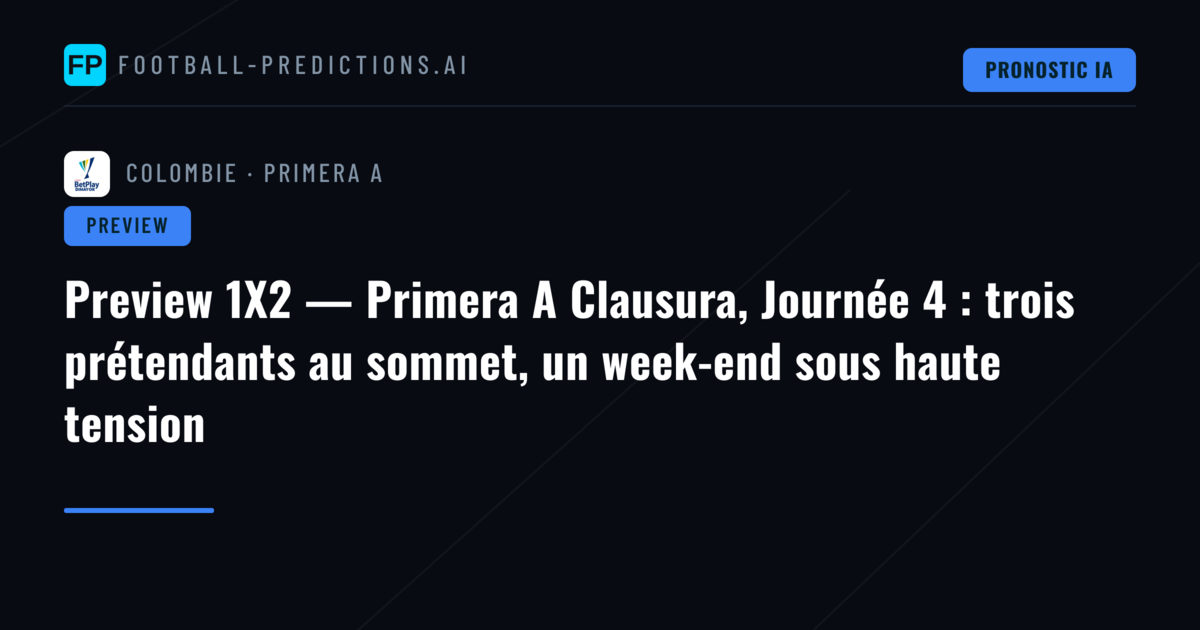 Preview 1X2 — Primera A Clausura, Journée 4 : trois prétendants au sommet, un week-end sous haute tension