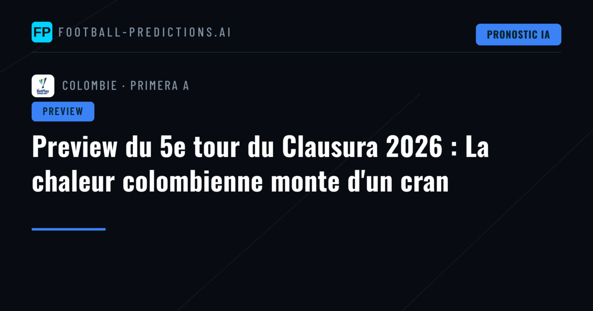 Preview du 5e tour du Clausura 2026 : La chaleur colombienne monte d'un cran