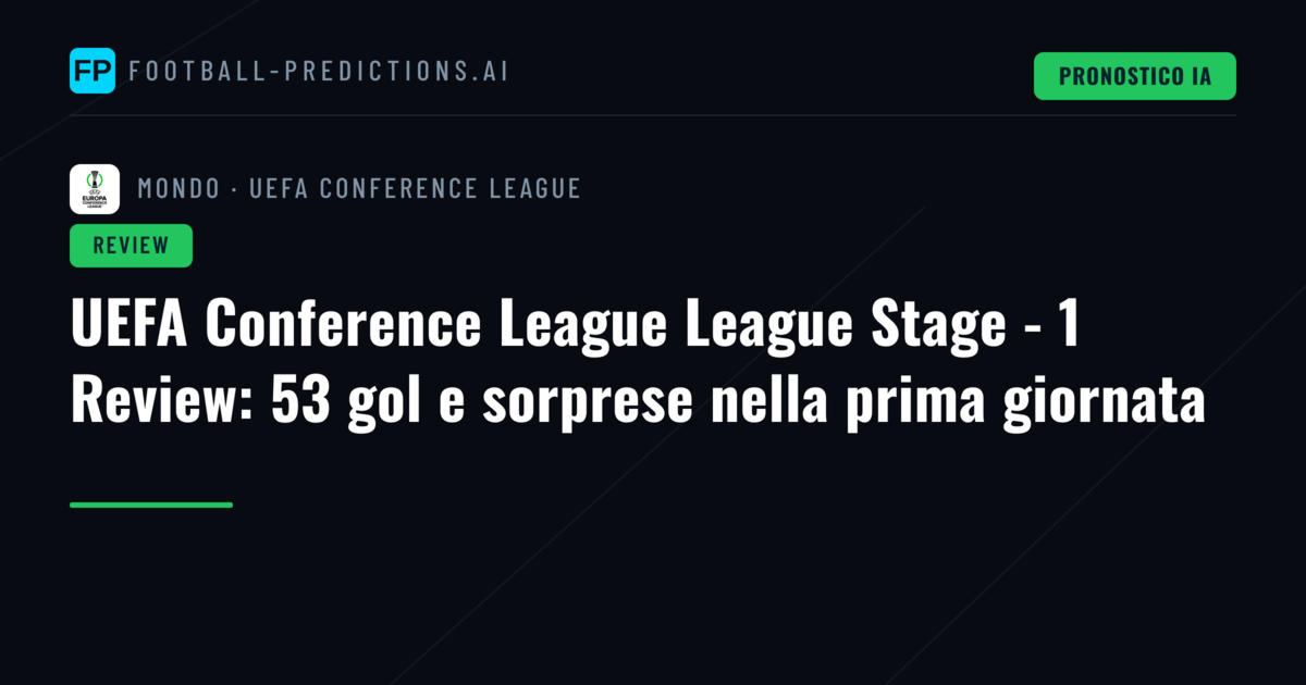 UEFA Conference League League Stage - 1 Review: 53 gol e sorprese nella prima giornata