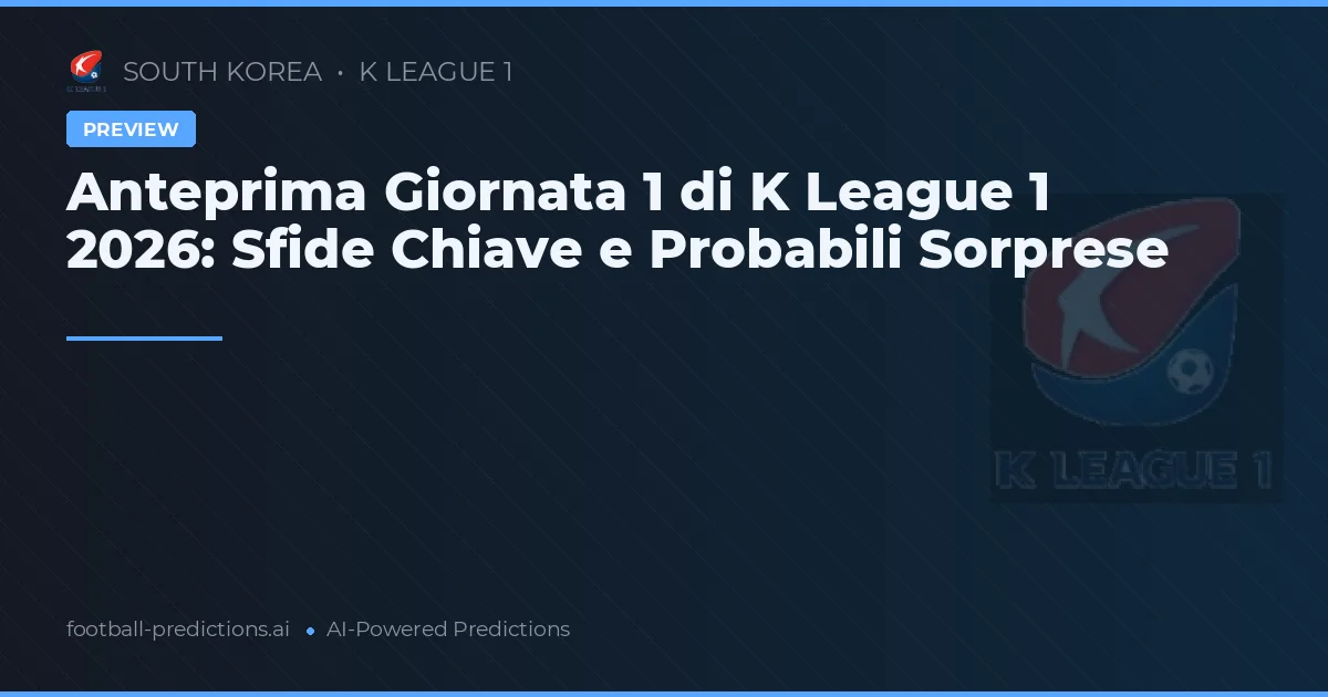 Anteprima Giornata 1 di K League 1 2026: Sfide Chiave e Probabili Sorprese