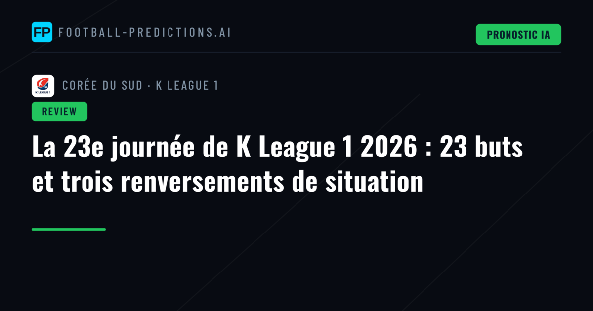 La 23e journée de K League 1 2026 : 23 buts et trois renversements de situation
