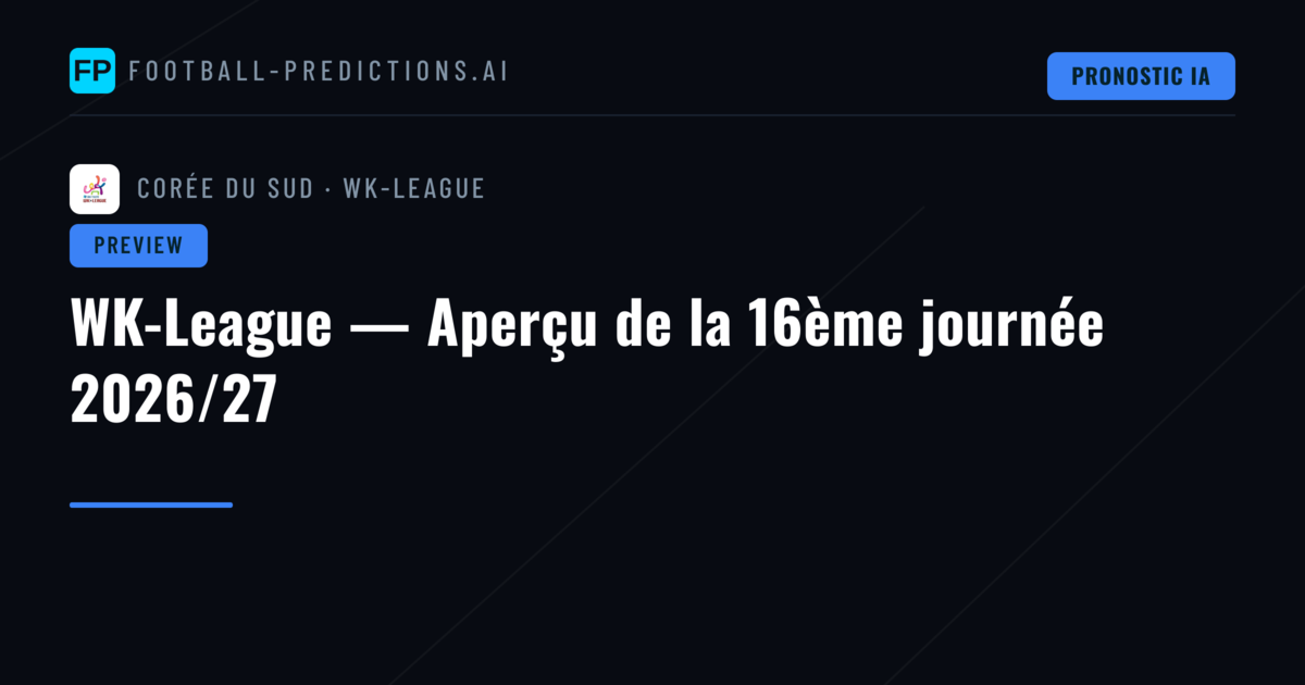 WK-League — Aperçu de la 16ème journée 2026/27