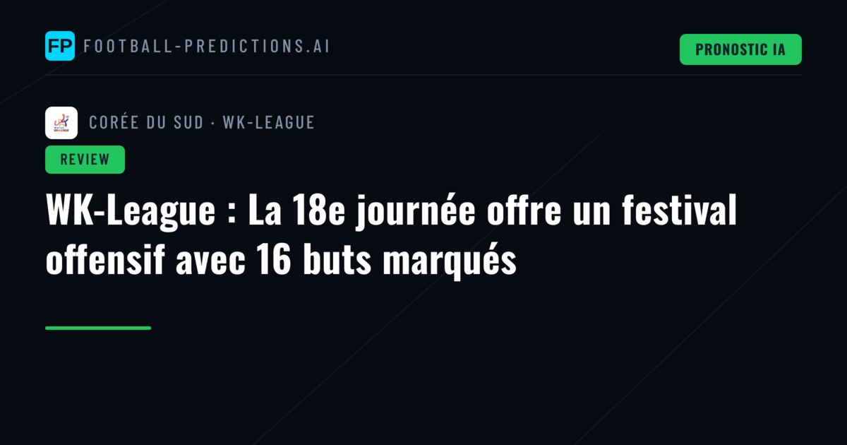 WK-League : La 18e journée offre un festival offensif avec 16 buts marqués
