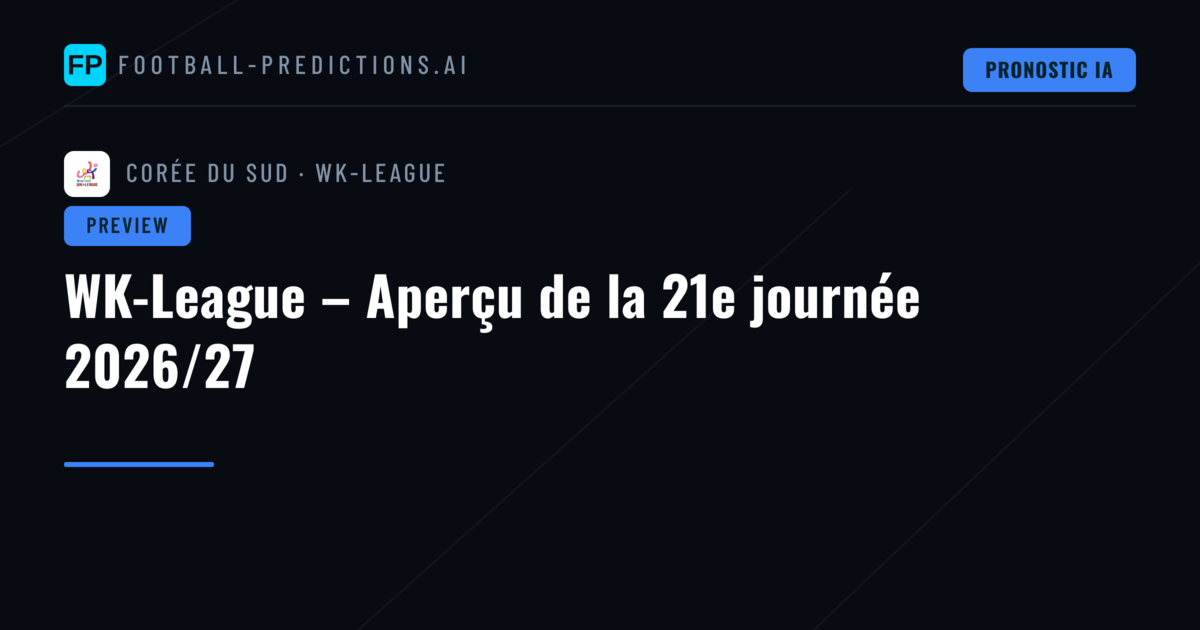WK-League – Aperçu de la 21e journée 2026/27