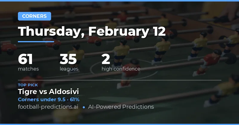 Corners Over/Under Predictions 12 Feb 2026