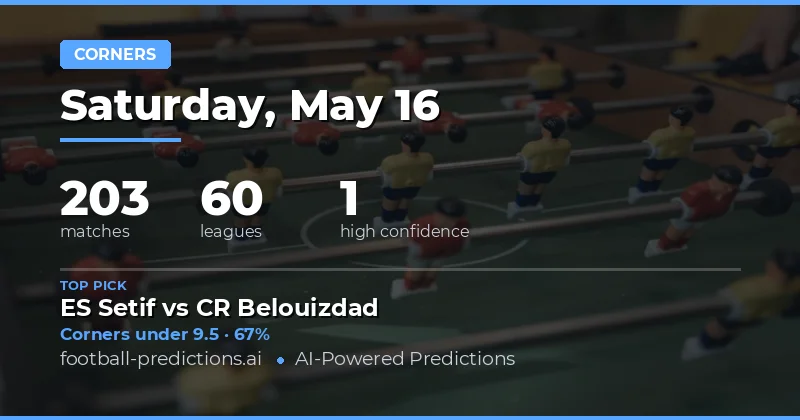 Corners Betting Guide for 16 May 2026