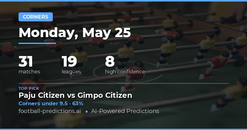 Corners Betting Preview for 25 May 2026