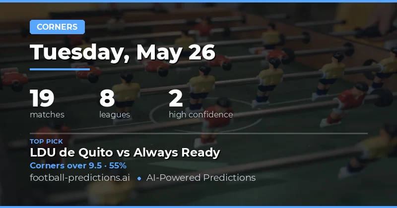 Corners Betting Preview for 26 May 2026